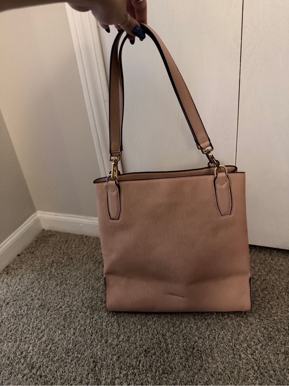 Womenβs Calvin Klein Blush Pink Leather Tote Bag